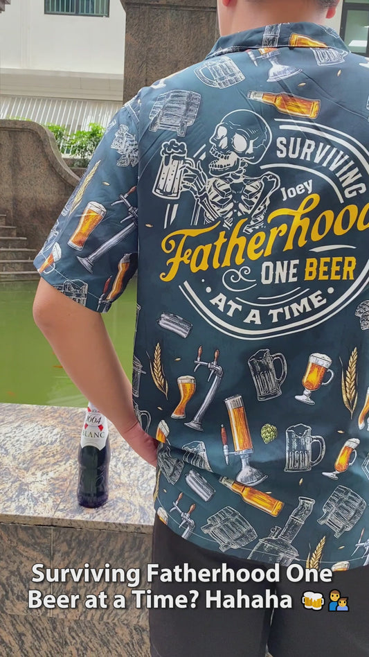 Das Vatersein mit jedem Bier meistern – personalisiertes Hawaiihemd für Väter