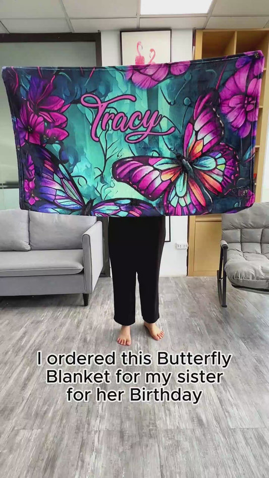 Beautiful Butterflies - Personalized Butterfly Blanket