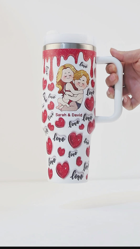 I Love You - Personalized Couple Tumbler With Handle