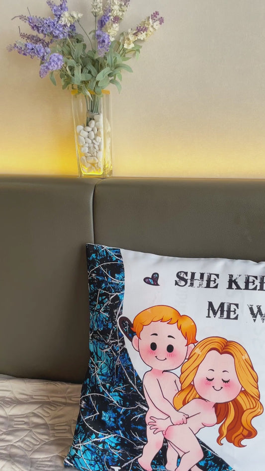 She Keeps Me Wild - Personalized Hunting Throw Pillow