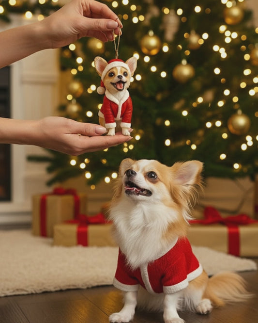 Flauschig und leuchtend – Personalisierte Hunde-Minifigur, individuell gestaltet als 3D-Ornament