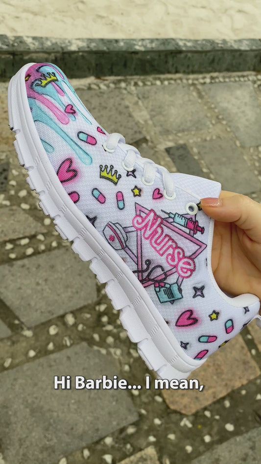 Nurse Life Pink Doll Inflated - Personalized Nurse Sneakers