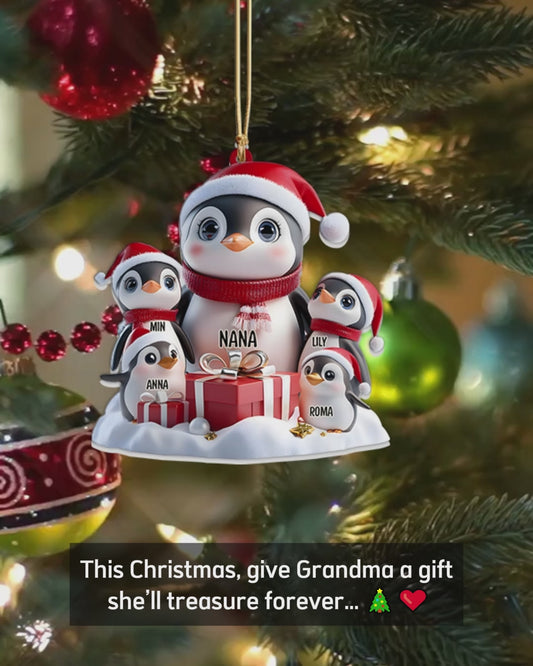 Any Title Cute Penguin Ornament - Personalized Grandma Ornament