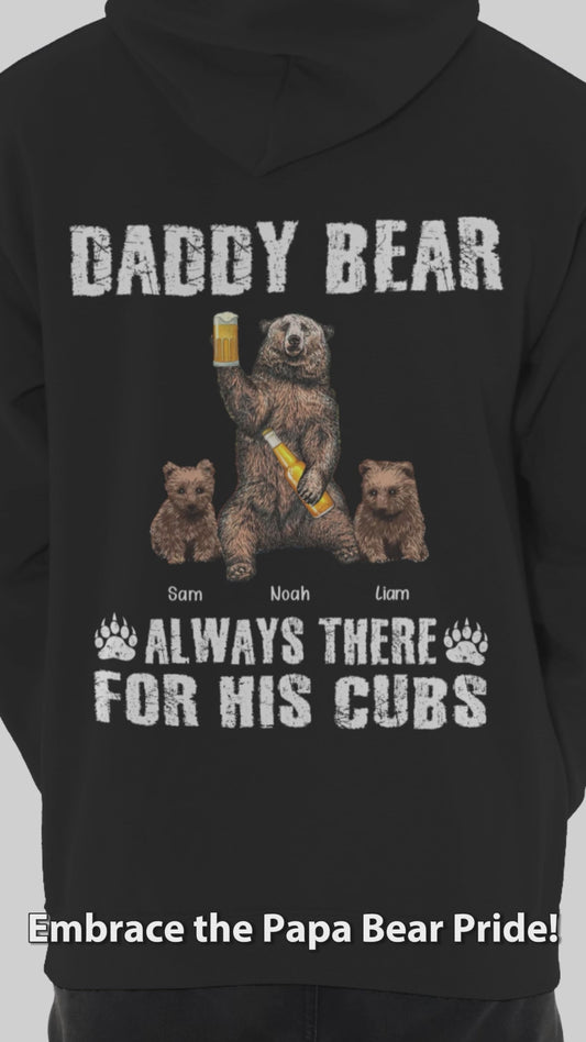 Papa Bär ist immer für seine Jungen da – Personalisiertes Vater-T-Shirt und Hoodie