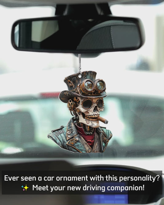 Steampunk-Schädel – Personalisierter Totenkopf-Autoanhänger