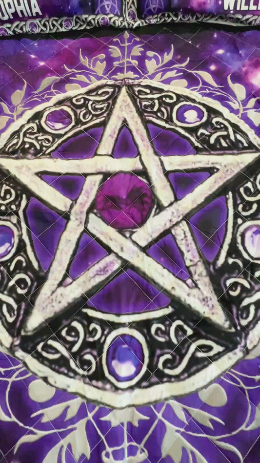 Mystical Pentacle - Personalized Witch Quilt Set