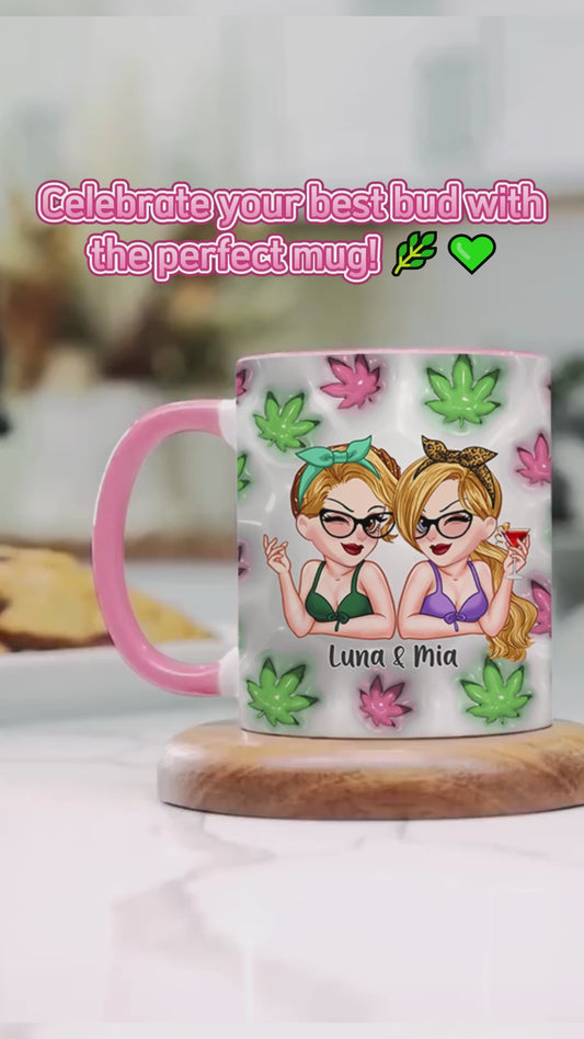 Für immer beste Freunde – personalisierte Tasse mit Cannabis-Motiv