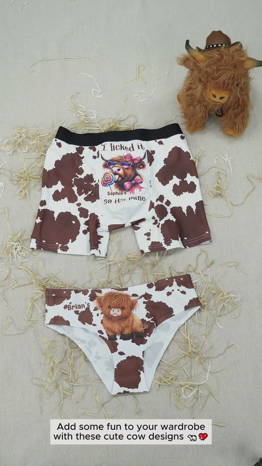 Cute Cows - Personalized Highland Cow Women Briefs & Men Boxer Briefs
