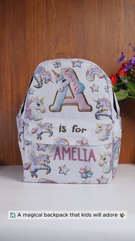 Beautiful Unicorn Alphabet - Personalized Kid Backpack & Pencil Case