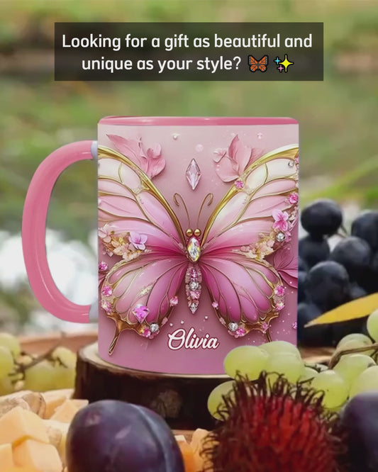 Beautiful Butterfly - Personalized Butterfly Accent Mug