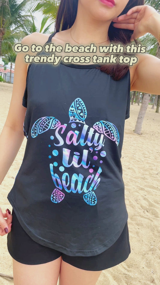 Salty LiL' Beach - Turtle Cross Tank Top