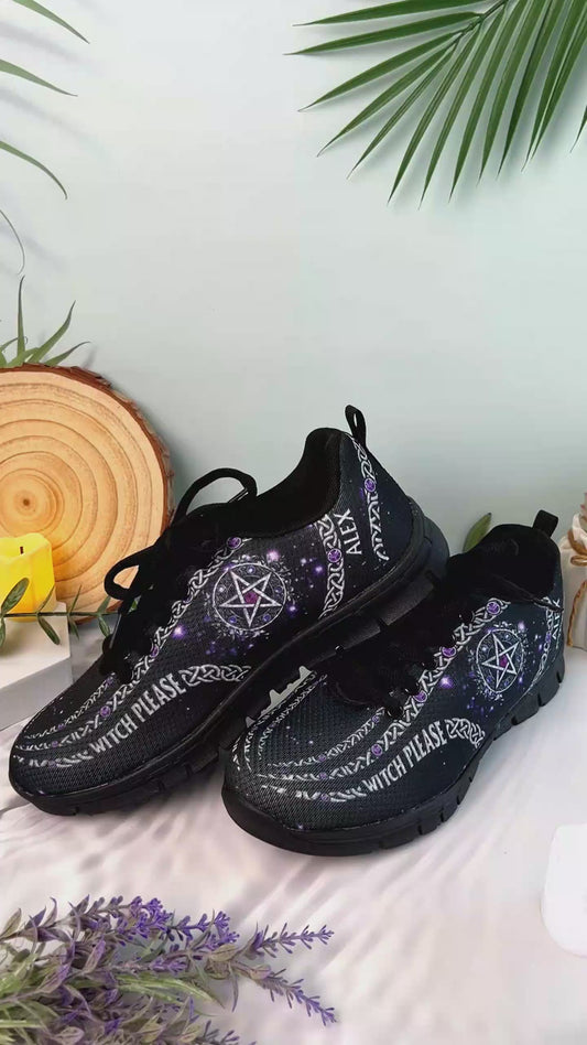 Witch Please Purple Pentagram - Personalized Witch Sneakers