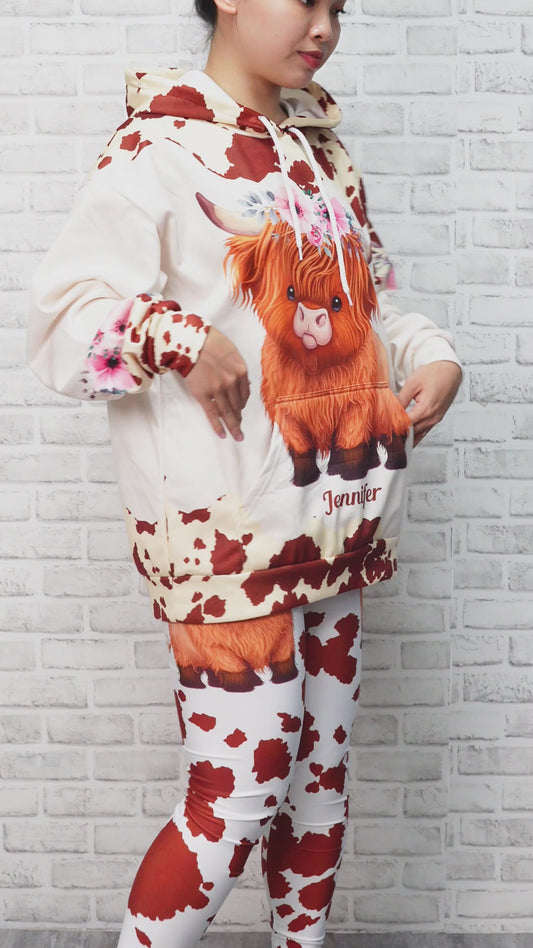 Just A Girl Who Loves Highland Cow - Personalized Highland Cow Hoodie and Leggings