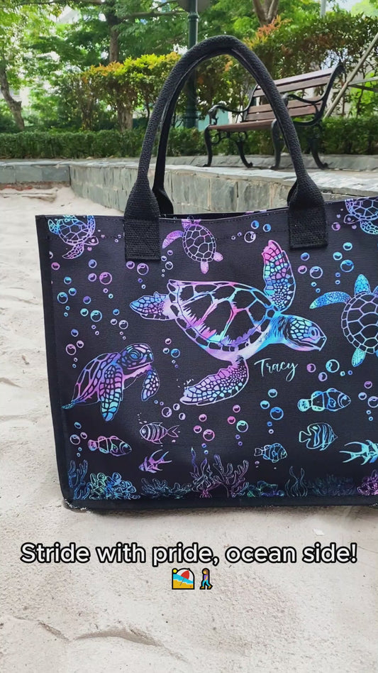 Sea Turtles - Personalized Turtle Canvas Tote Bag