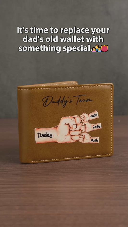 Together We're A Team - Personalized Father Leather Wallet
