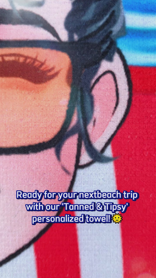 Gebräunt & beschwipst – Personalisiertes Strandtuch für Meeresliebhaber