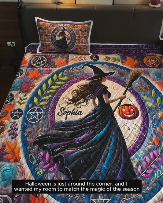 Beautiful Witch - Personalized Witch Quilt Set