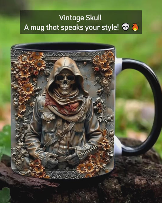 Vintage-Totenkopf – Personalisierte Tasse mit Totenkopf-Akzent