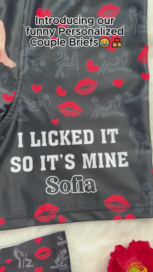 I Licked It So It's Mine - Personalized Couple Women Briefs & Men Boxer Briefs