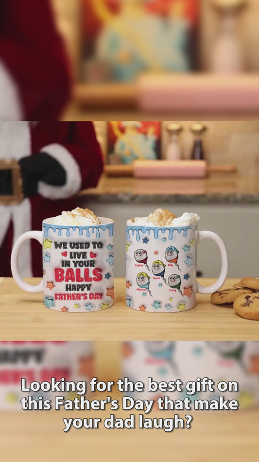 Wir haben früher in deinen Eiern gewohnt - Personalisierte Tasse mit Vater-Akzent