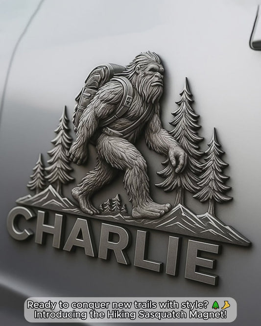 Hiking Sasquatch - Personalized Hiking Magnet