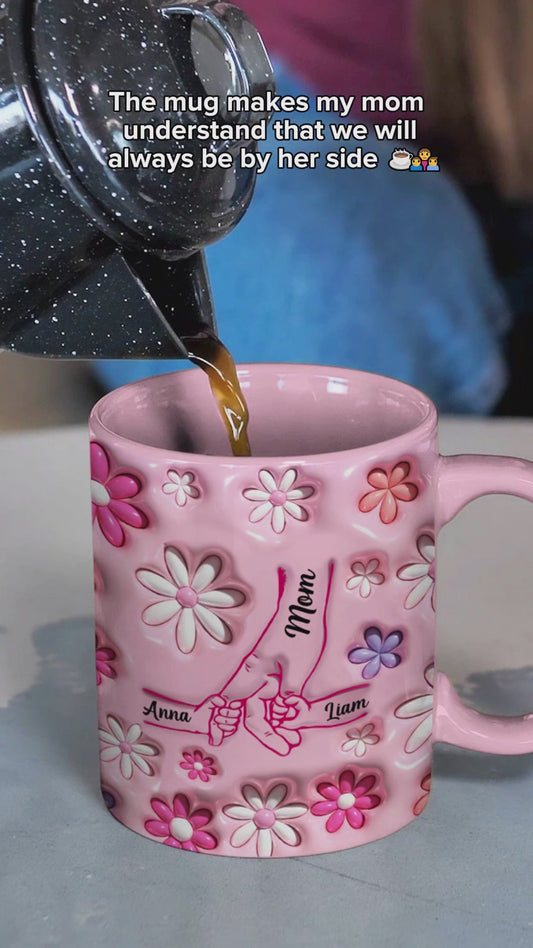 Händchenhalten - Personalisierte Tasse mit Mutter-Akzent