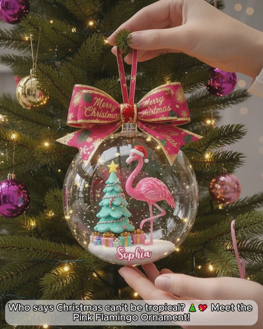 Frohe Weihnachten – Personalisierter Flamingo-Weihnachtsschmuck