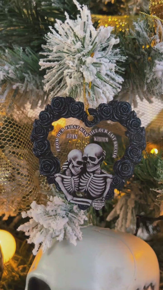 Till Our Last Breath - Personalized Christmas Skull Layers Mix Ornament