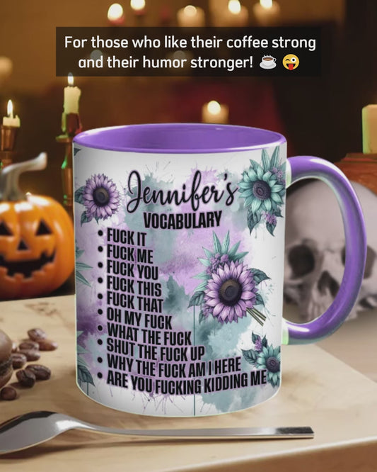 Lustiges Vokabular – Personalisierte Tasse mit Totenkopf-Akzent