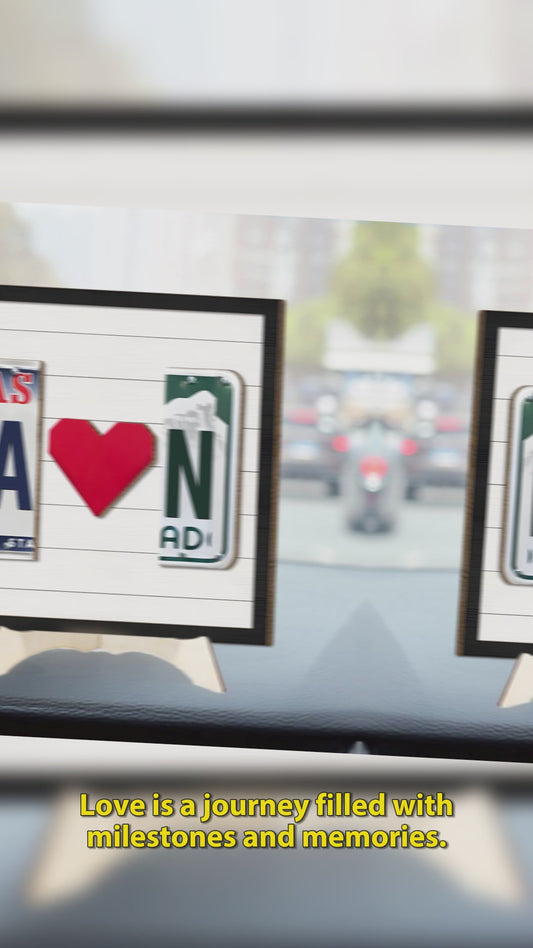 Kennzeichen mit beliebigen Buchstaben - Personalisiertes zweilagiges Holzschild für Paare / Holzplakette