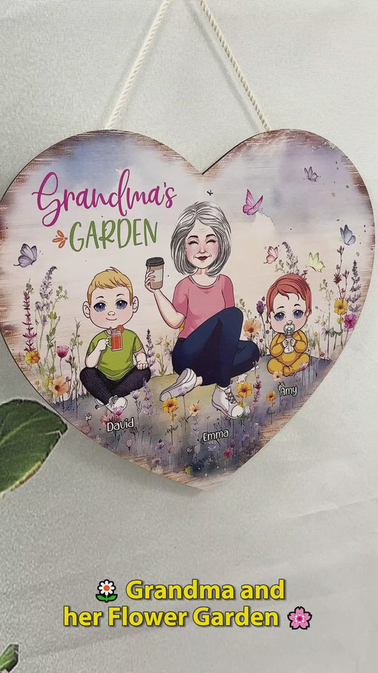 Omas Garten – Personalisiertes, individuell geformtes Holzschild „Oma“
