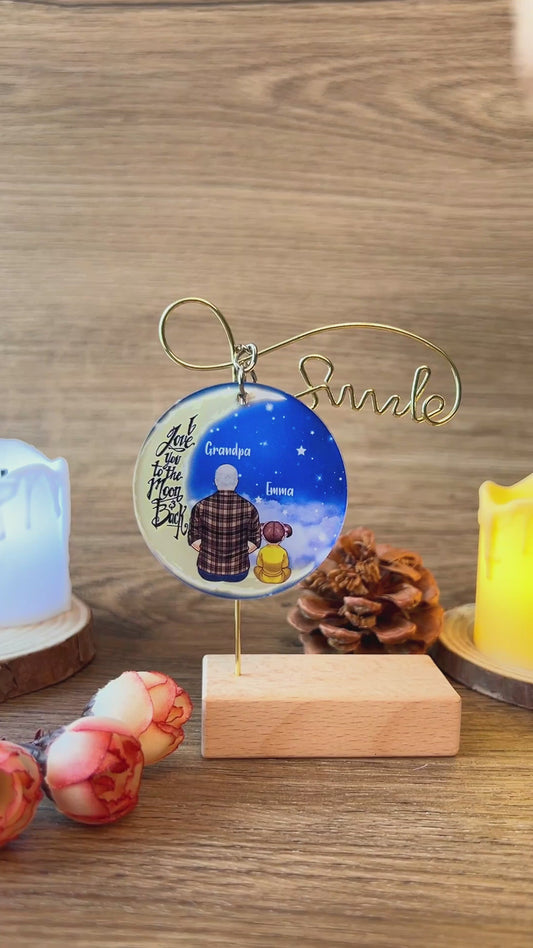 Ich liebe dich bis zum Mond und zurück – Personalisierter Opa-Schlüsselanhänger (beidseitig bedruckt)