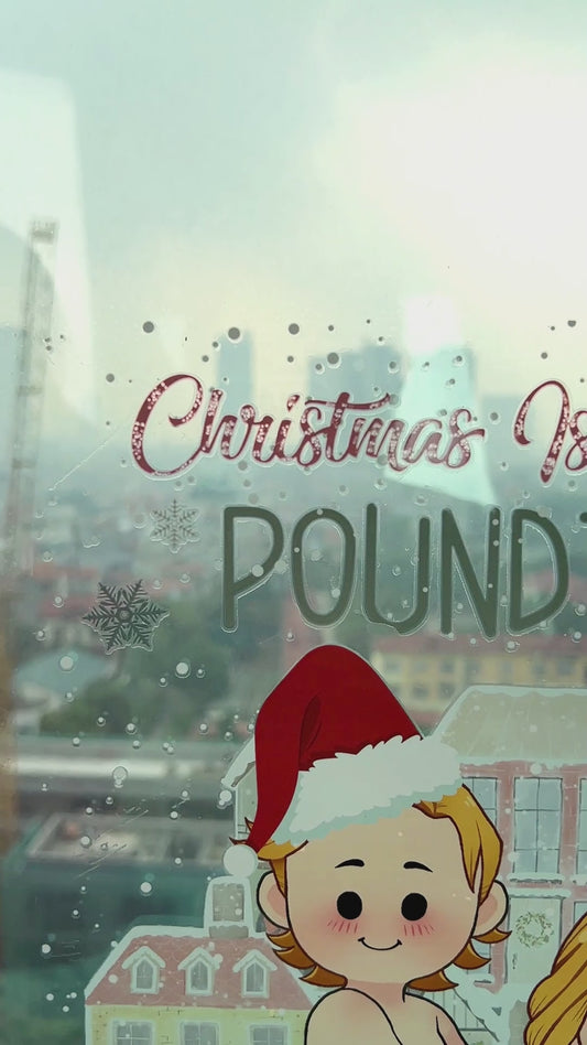 Frohe Weihnachten in Poundtown – Geschenk für Ehefrau, Ehemann – Personalisierter Aufkleber (gestanzt)