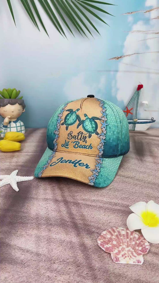 Salty Lil' Beach - Personalized Turtle Classic Cap