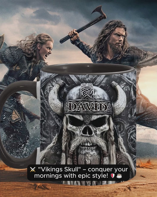 Wikingerschädel – Personalisierte Tasse mit Wikinger-Akzent