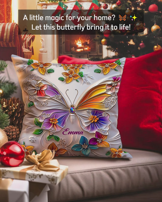 Stunning Butterfly - Personalized Butterfly Throw Pillow