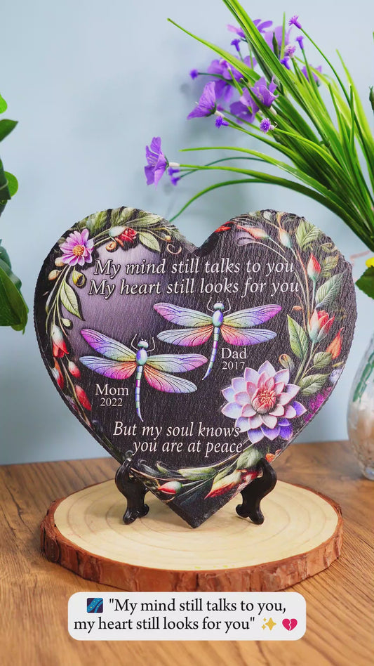 My Mind Still Talks To You - Personalized Memorial Heart Shaped Stone