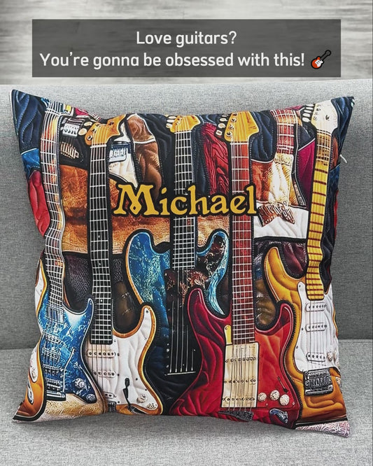 Beautiful Guitars - Personalized Guitar Throw Pillow