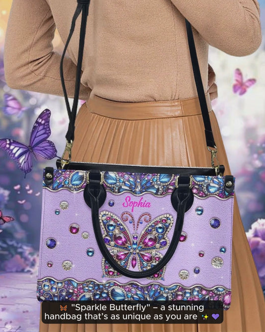 Sparkle Butterfly - Personalized Butterfly Leather Handbag