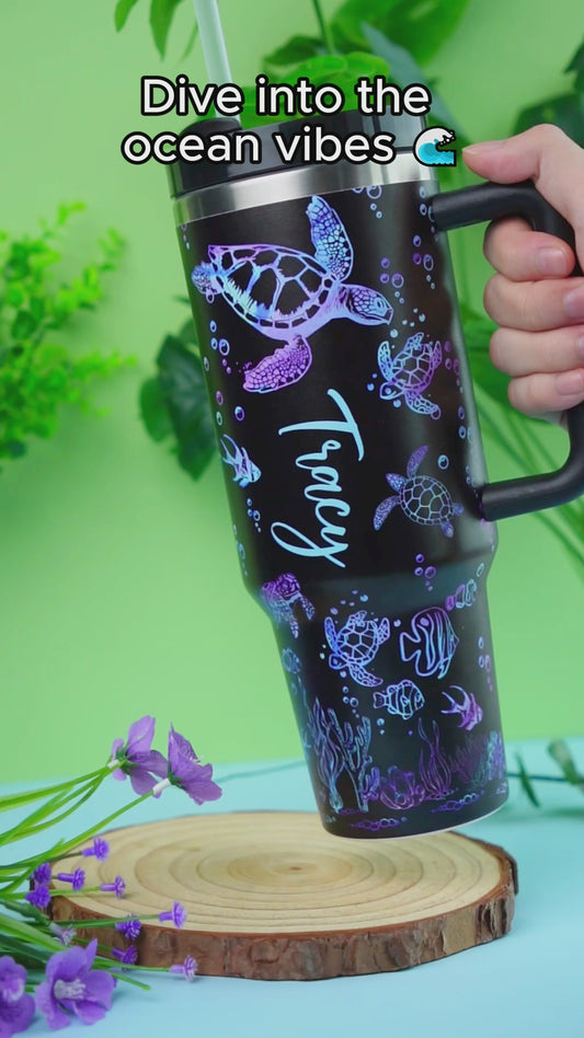 Personalisierter Schildkrötenbecher mit Henkel