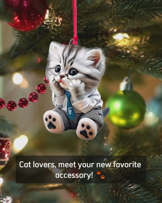 Niedliche Katze – Personalisierter Schlüsselanhänger in Katzenform