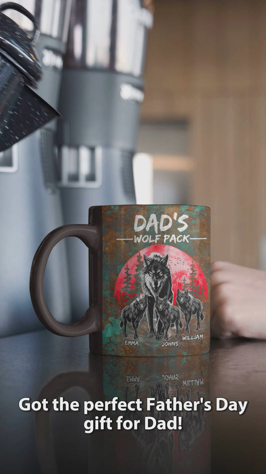 Opas Wolfsrudel – Personalisierte Tasse mit Vater-Akzent