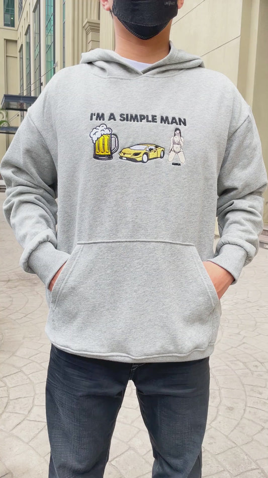 I'm A Simple Man - Personalized Couple Embroidered Hoodie