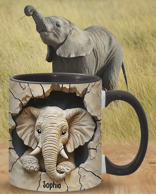 Love Elephant - Personalized Elephant Accent Mug