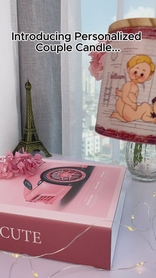 Cardio-Workout – Personalisierte Paarkerze mit Holzdeckel