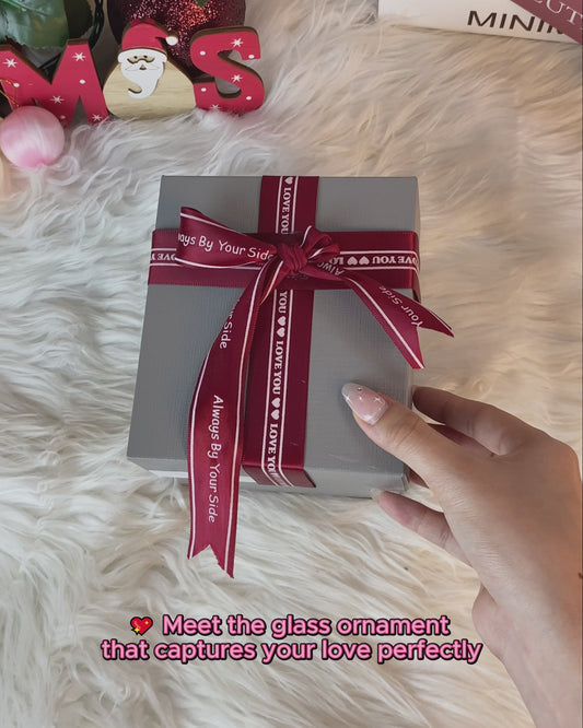 Together Is Our Favorite Place - Personalized Couple Heart Shaped Glass Ornament