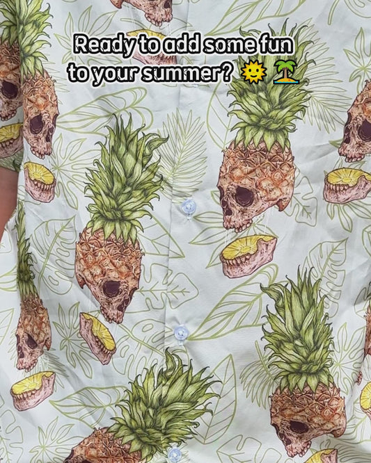 Lustiges Ananas-Totenkopf-Hawaiihemd mit personalisiertem Totenkopfmotiv
