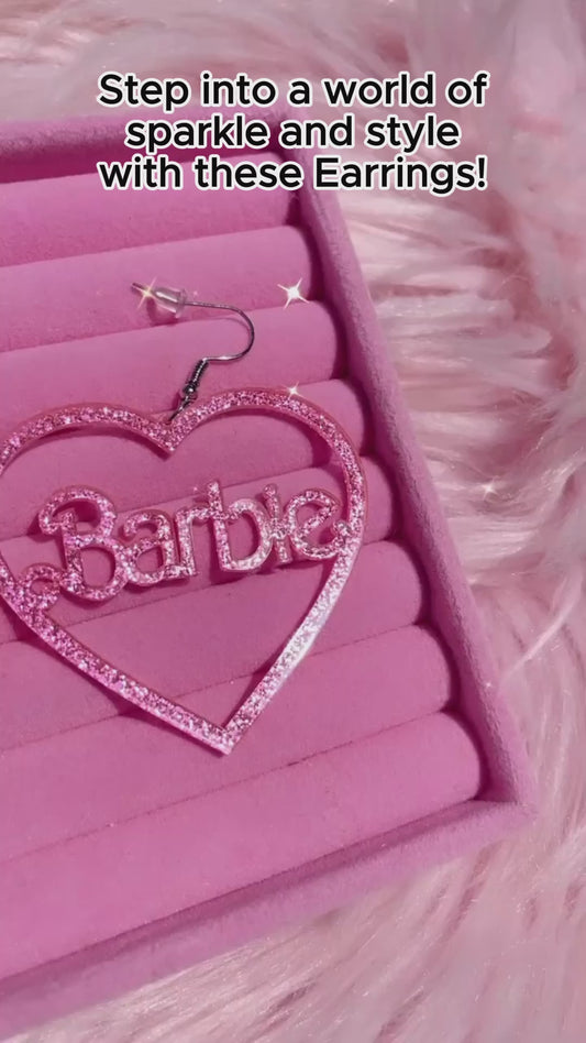 Personalisierte Ohrringe mit rosa Glitzer und individuellem Namen