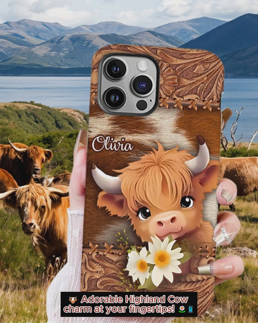 Cute Highland Cow - Personalized Full Print Phone Case