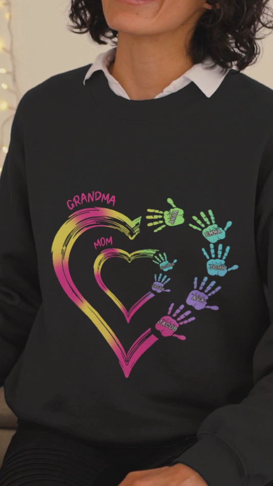 Beliebiger Titel für Mutter und Oma, Doppelherz, bunt - Personalisiertes Oma-T-Shirt und Hoodie